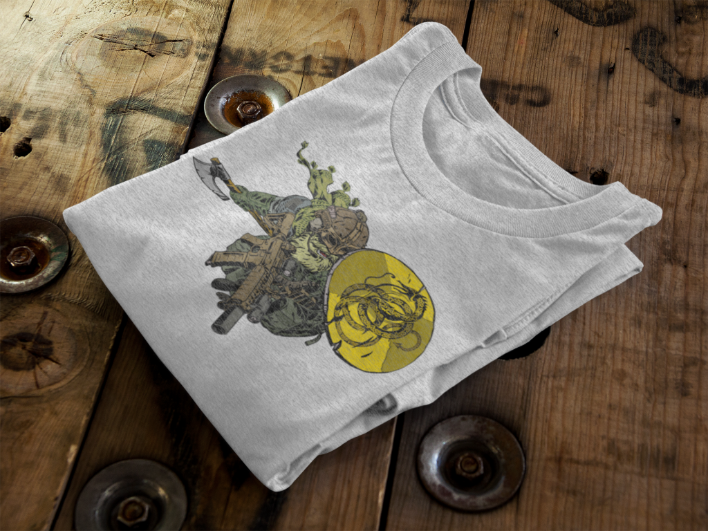 Viking and Gadsden flag on Anachrobellum shirt