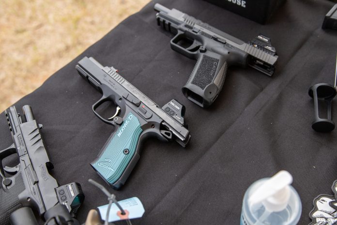 CZ Shadow 2 3-gun pistol on a table