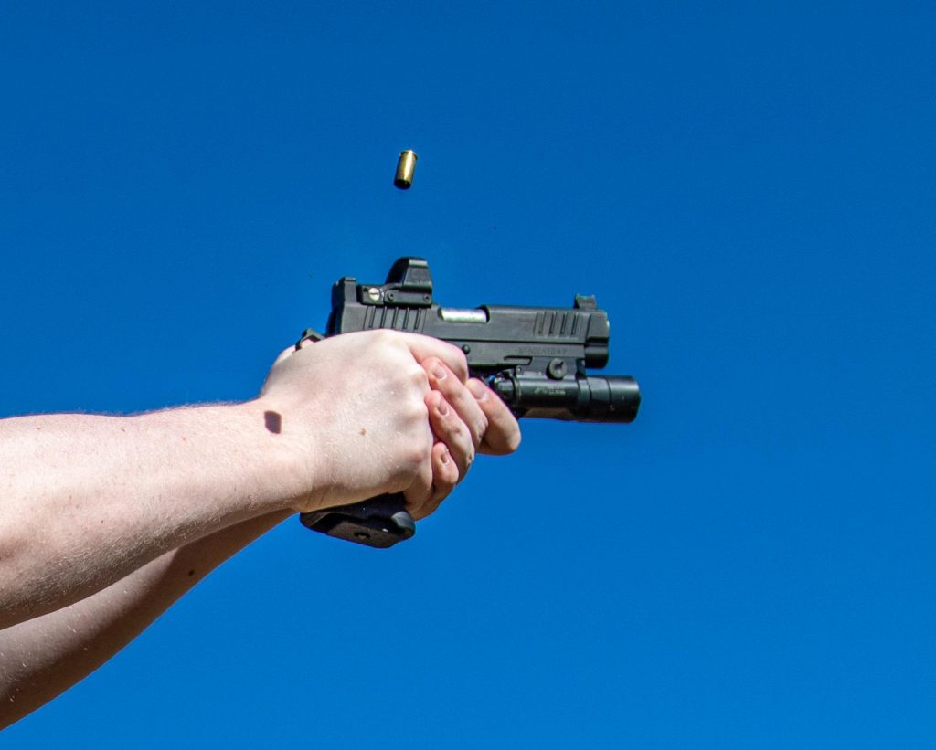 Staccato 9mm handgun being shot