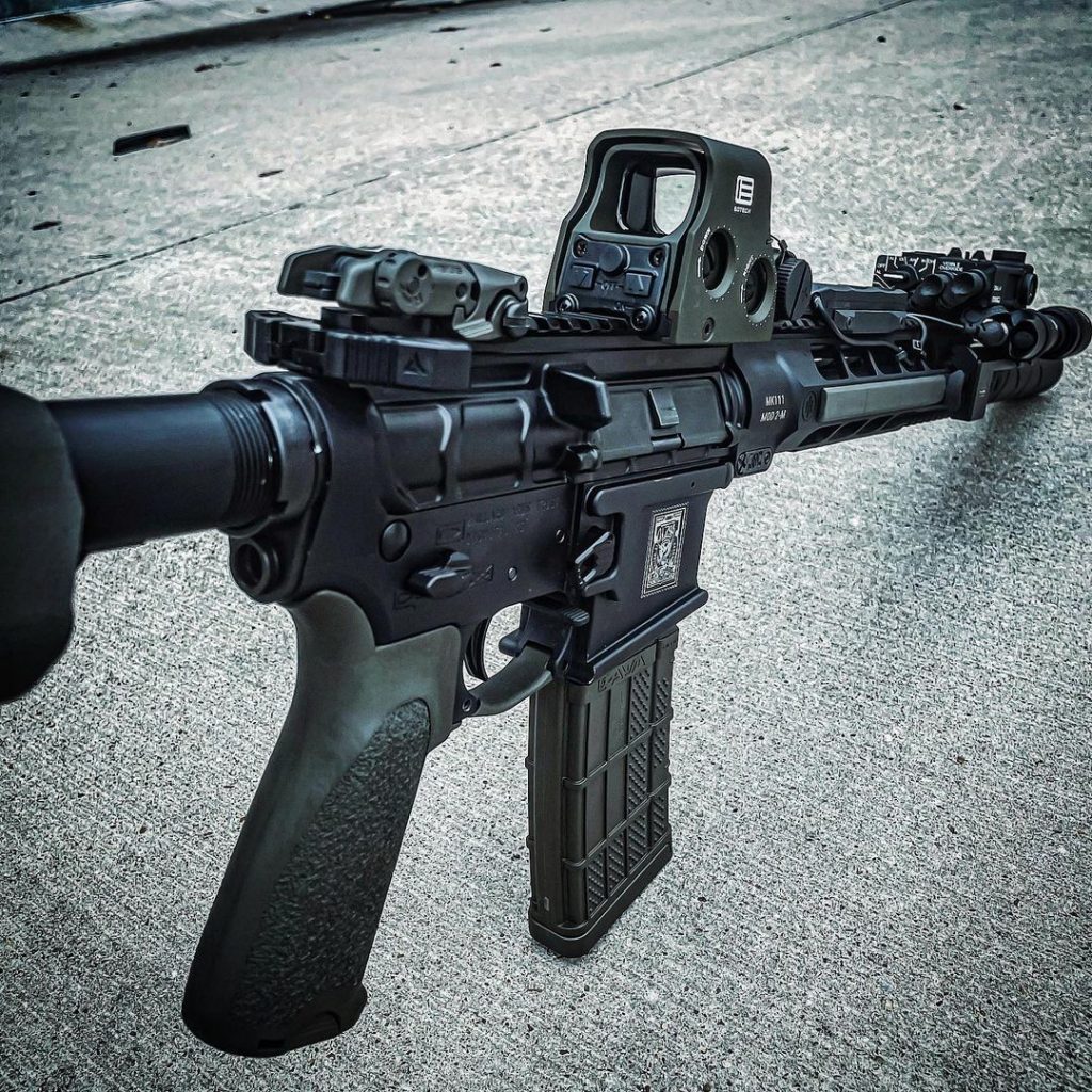 The OD Green magazine in rifle.