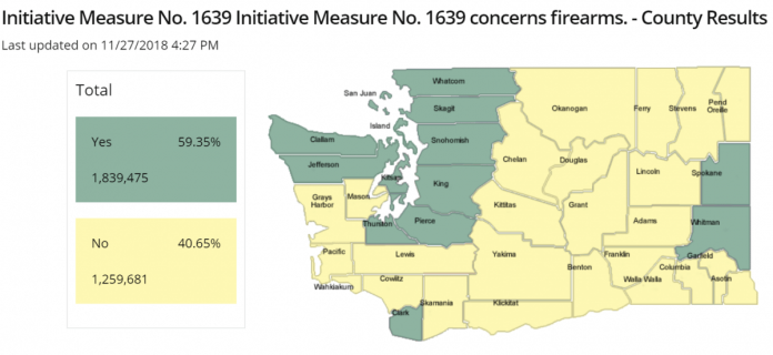 A Map Of How WA Voted on I-1639 4 Years Ago