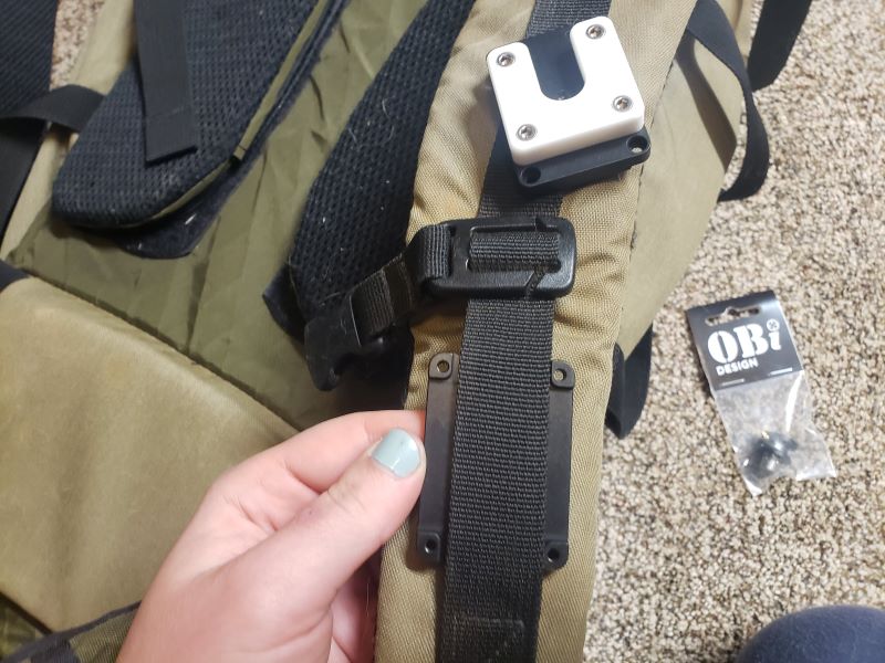 OBi clamp lock on strap of pack