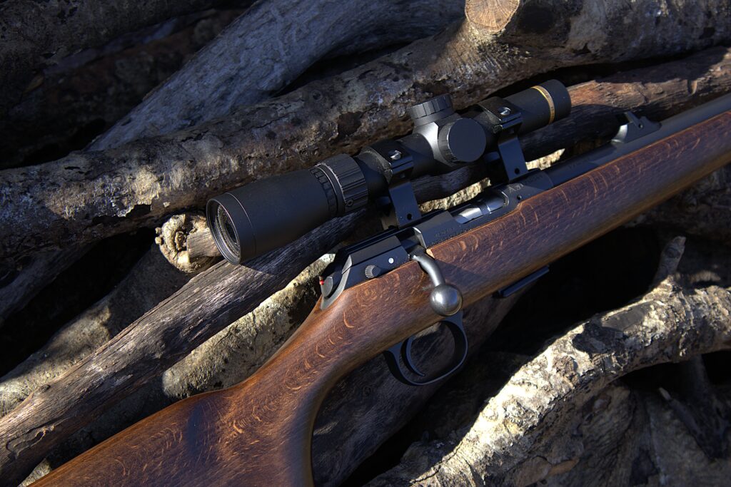 right side of the cz 457 scout rifle with bolt and safety shown